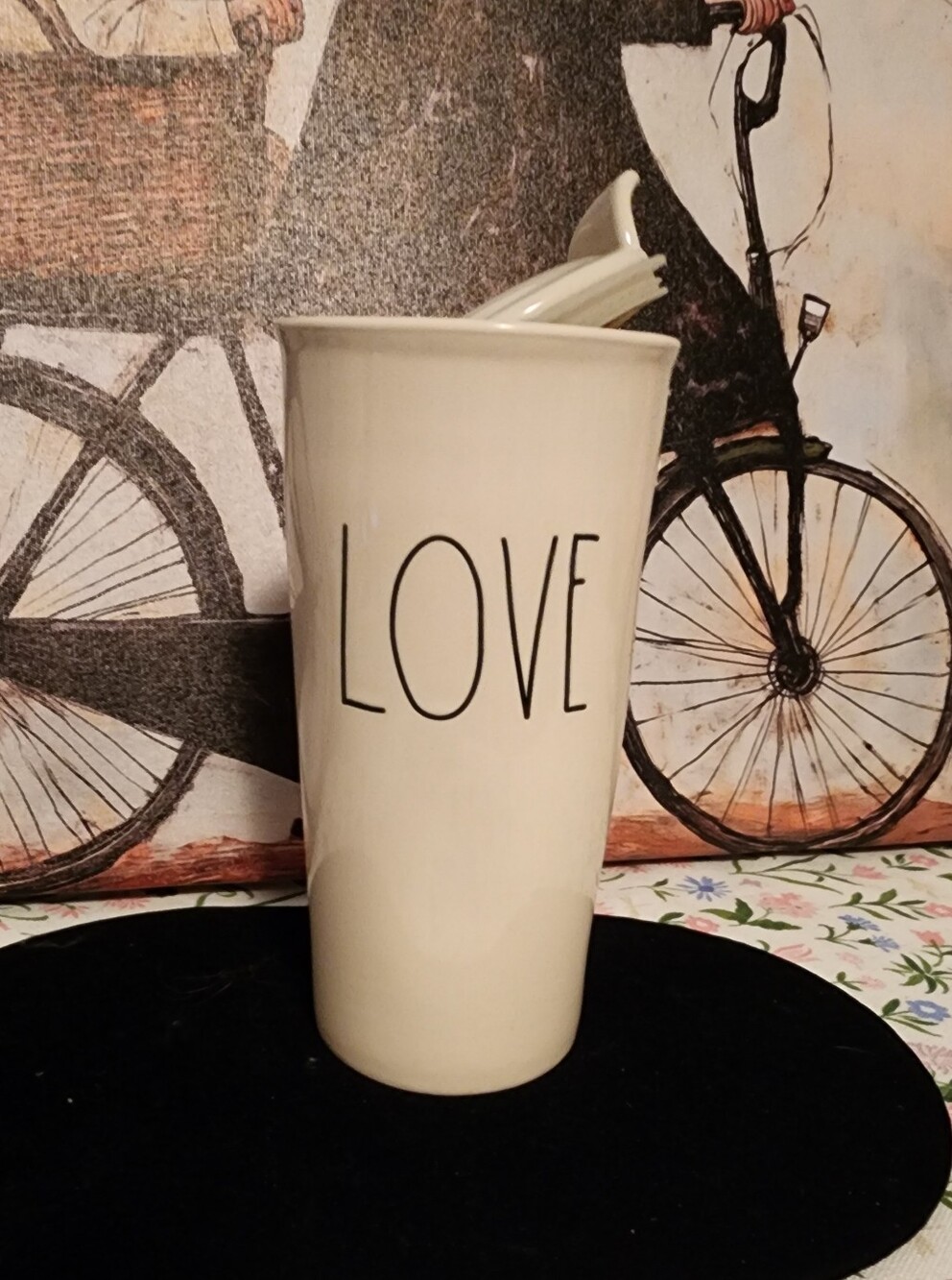 Rae Dunn LOVE Ceramic Tumbler in Cream